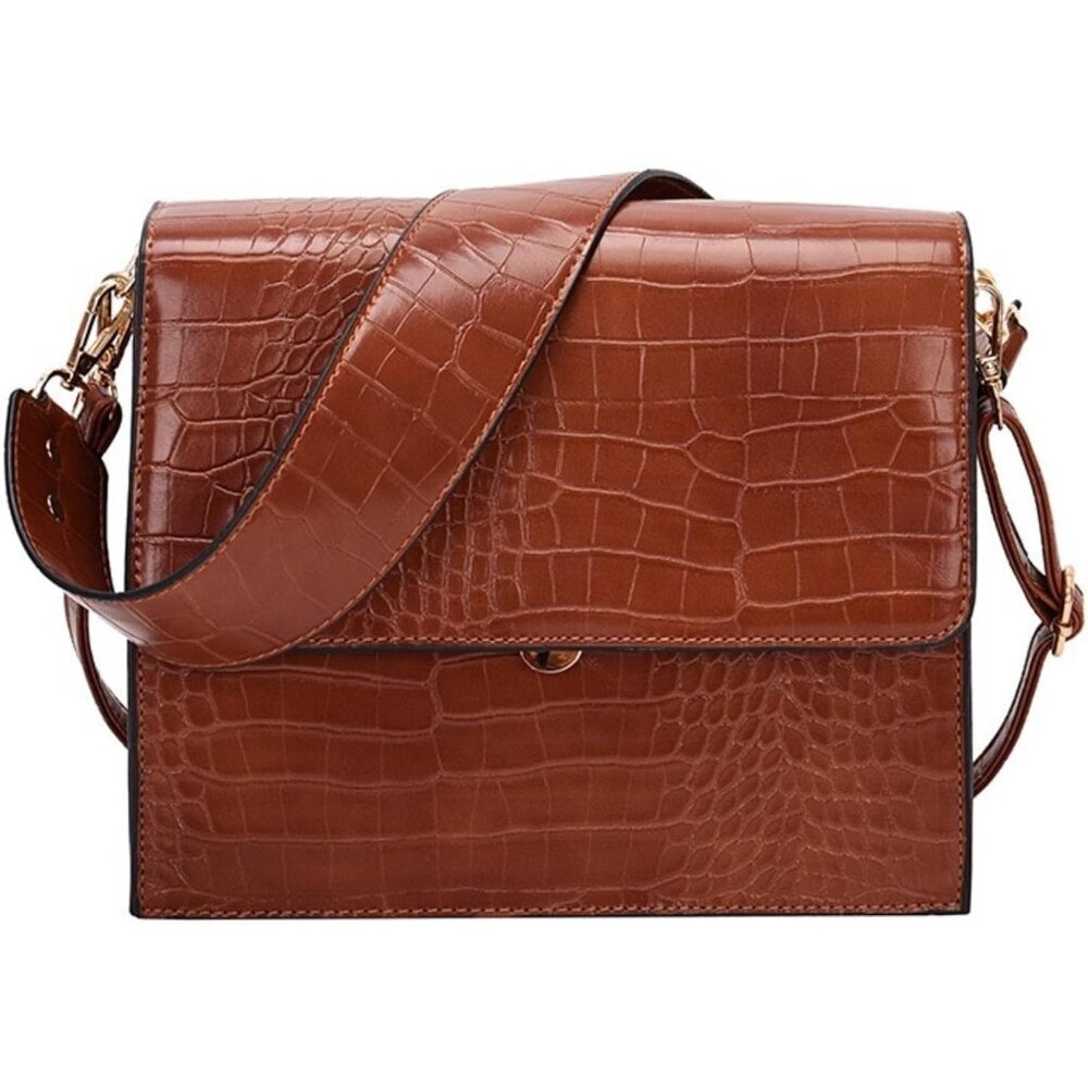 Women Vegan Leather Crocodile Evening Clutch Crossbody Bag With Organizer